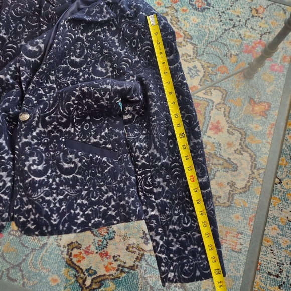 12 Cabi Wool Blend Blue Scroll Style Lined Jacket Blazer - Picture 10 of 10